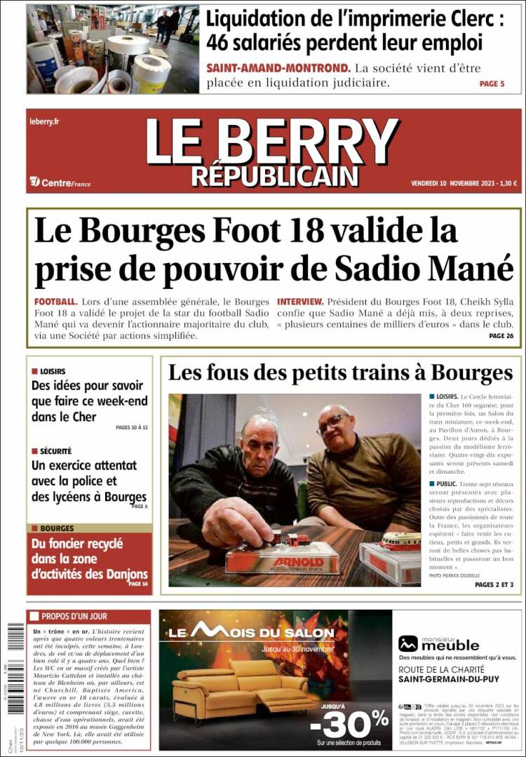 Portada de Berry Republicain (Francia)