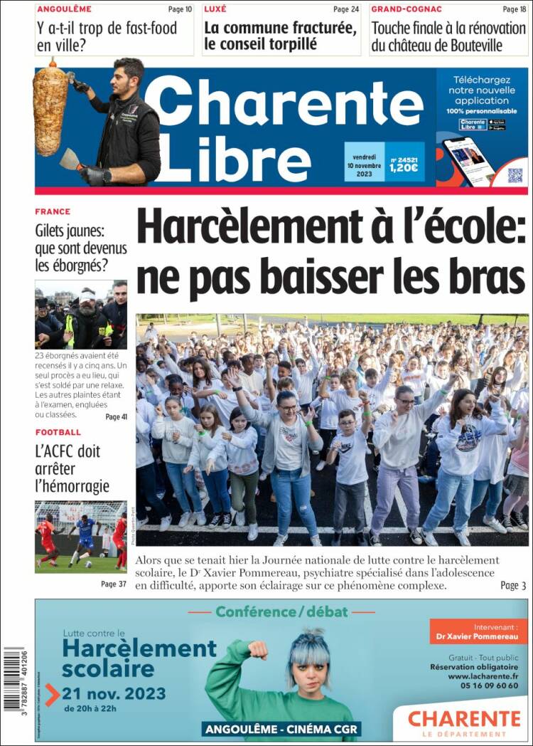 Portada de Charente Libre (Francia)