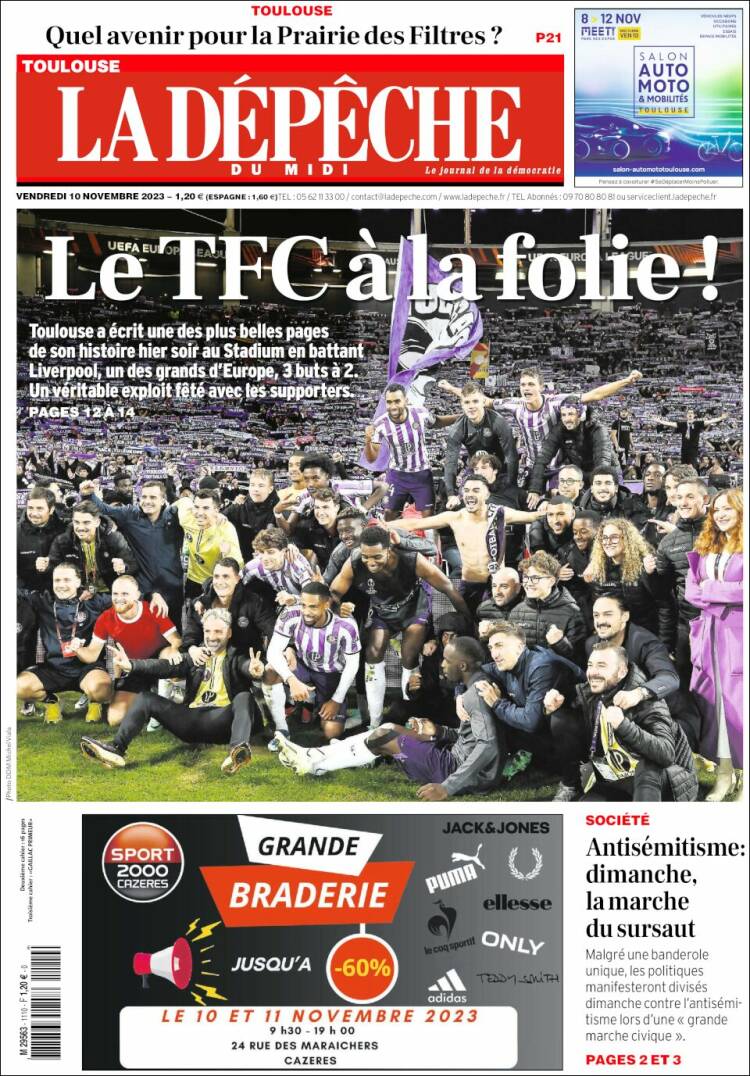 Portada de La Dépêche du Midi (Francia)