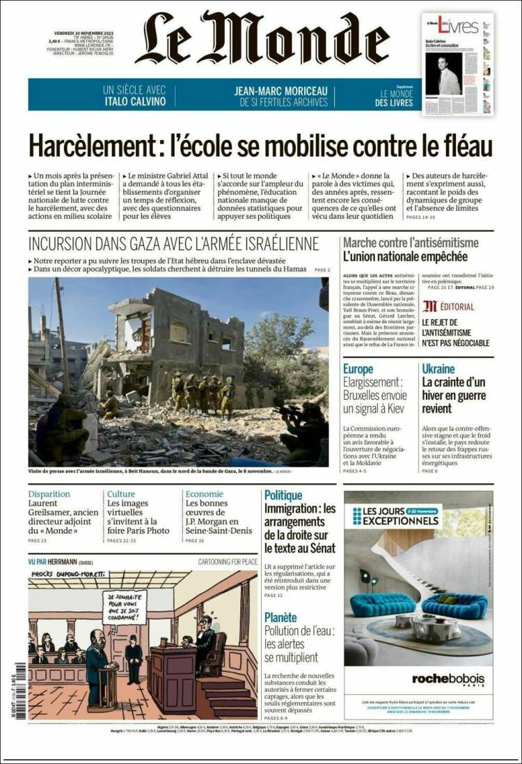 Portada de Le Monde (France)