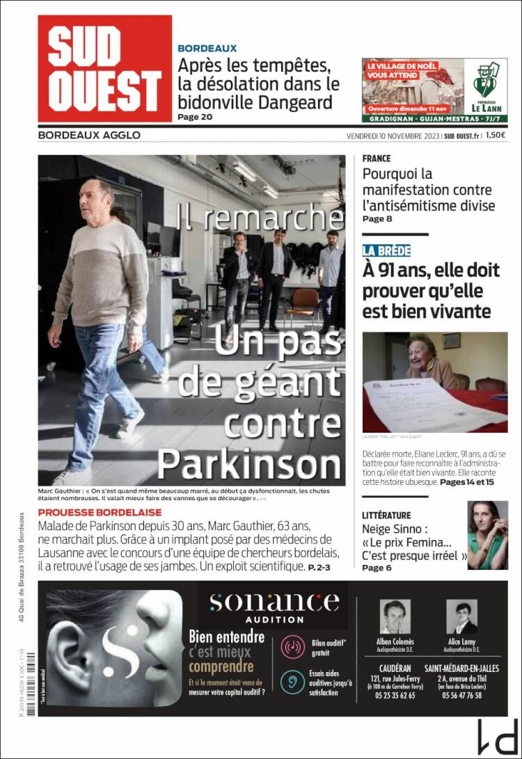 Portada de Sud Ouest (Francia)