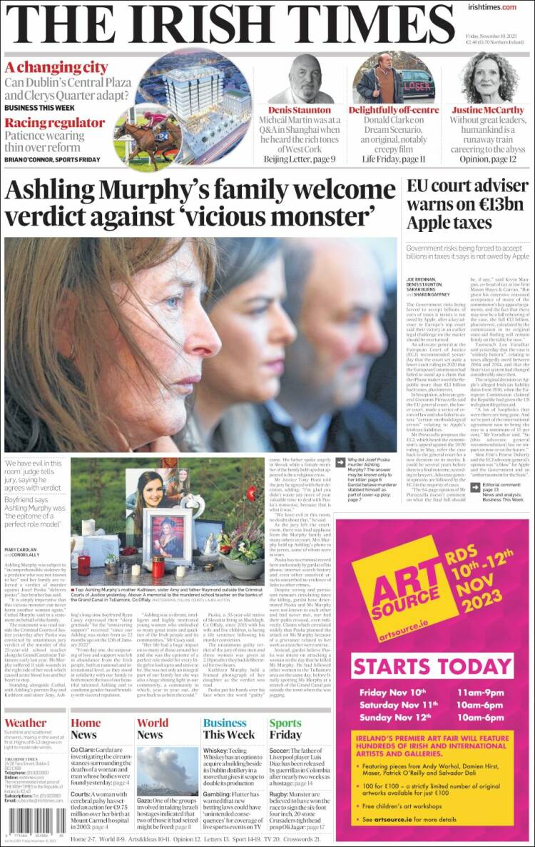 Portada de Irish Times (Irlanda)
