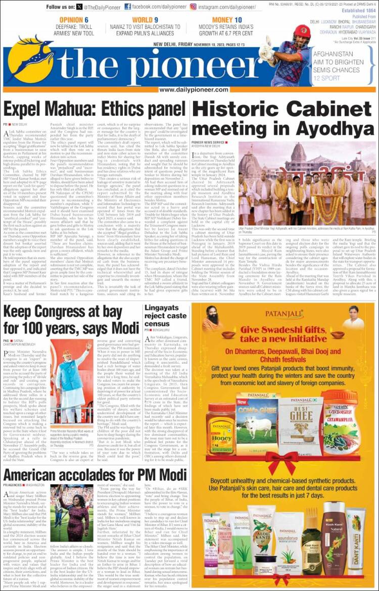 Portada de The Pioneer (India)