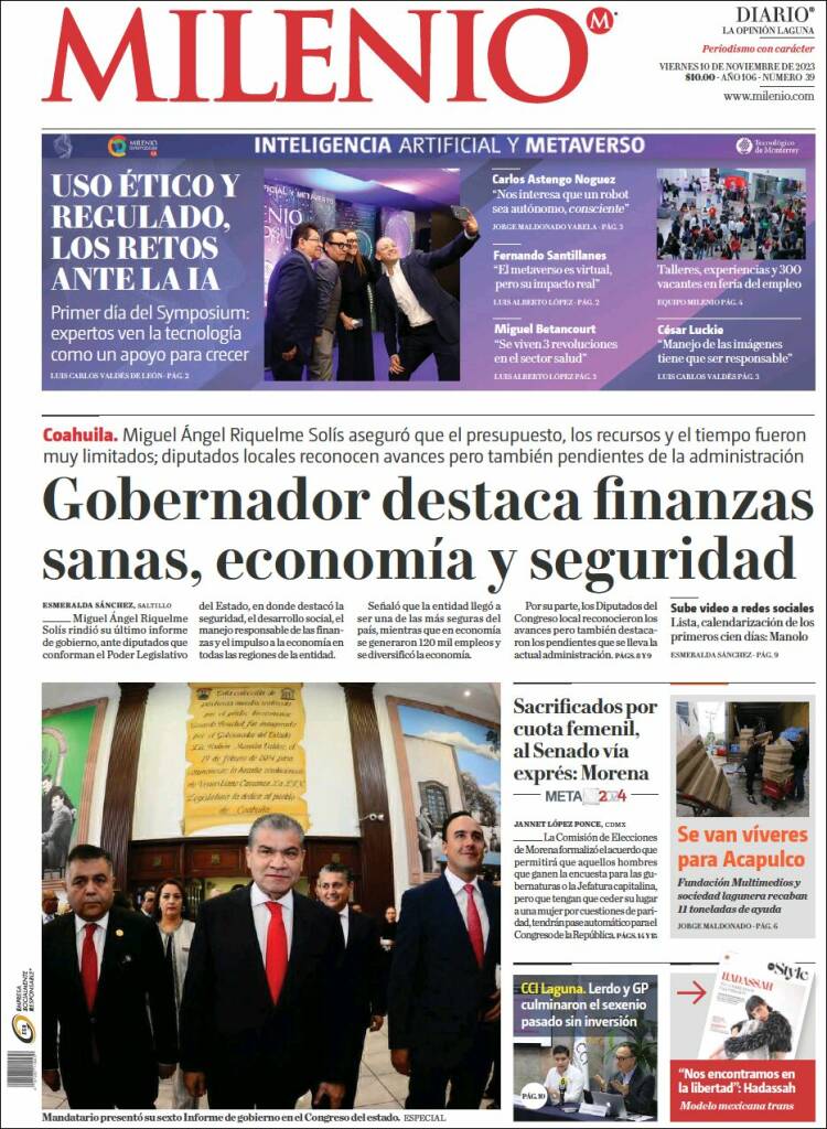 Portada de Milenio - Laguna (M&eacute;xico)