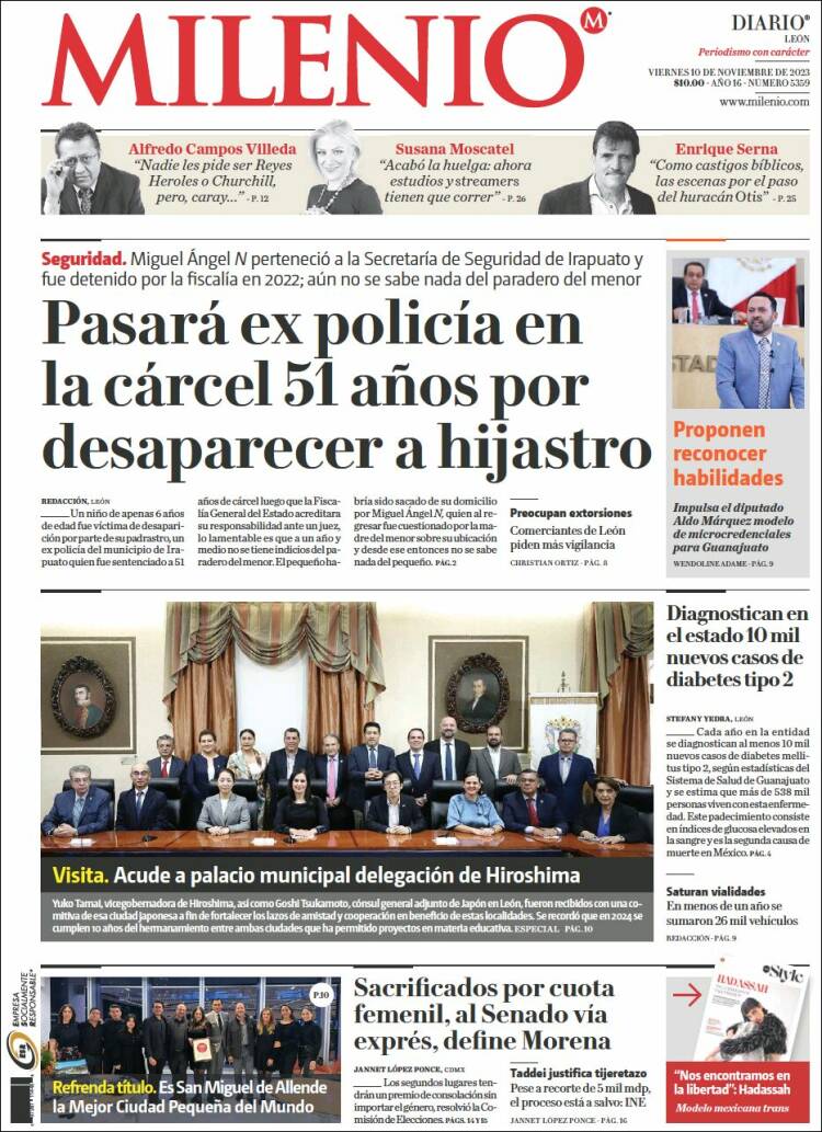 Portada de Milenio de León (M&eacute;xico)