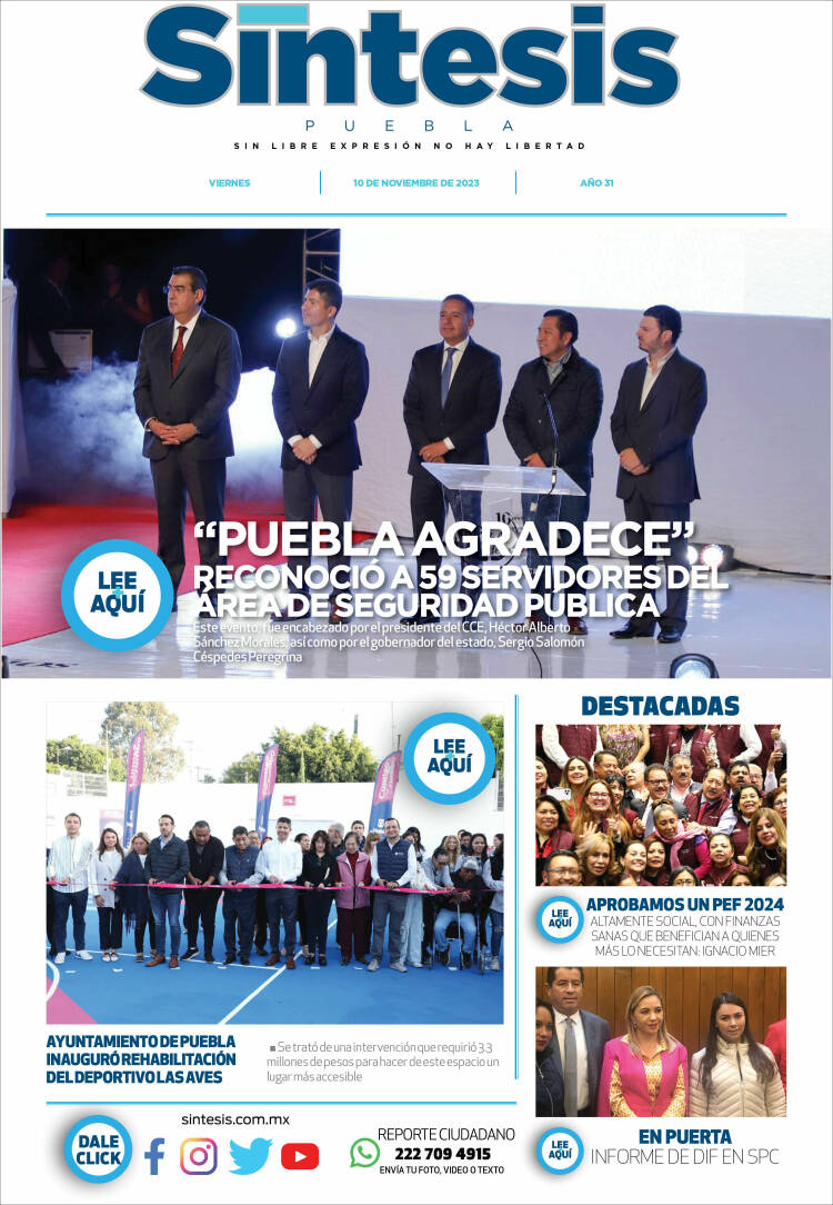 Portada de Síntesis - Puebla (M&eacute;xico)