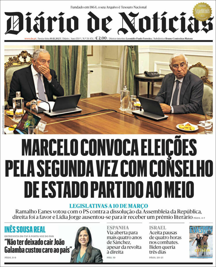 Portada de Diário de Noticias (Portugal)