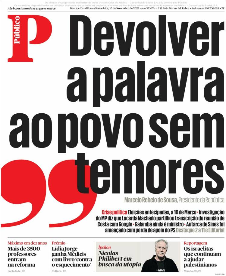 Portada de Público (Portugal)