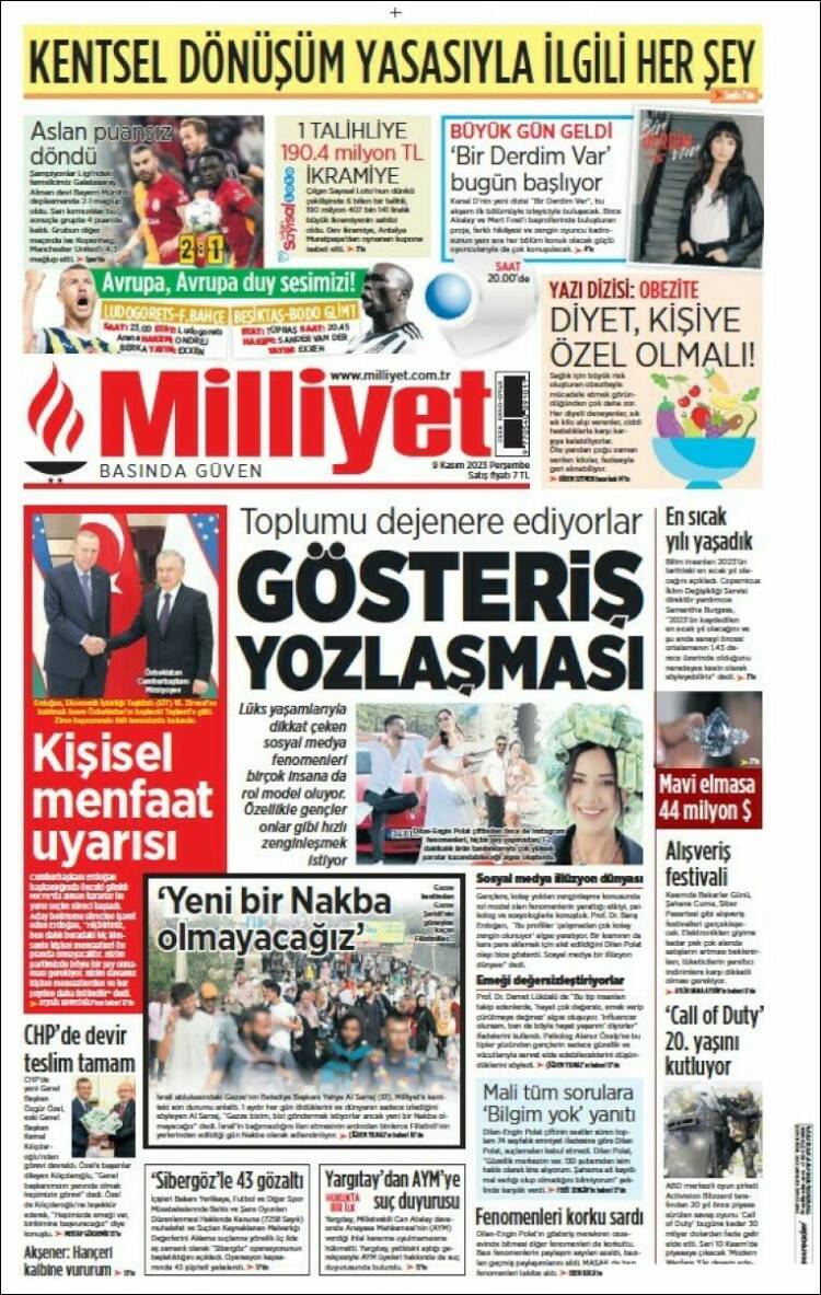 Portada de Milliyet (Turqu&iacute;a)