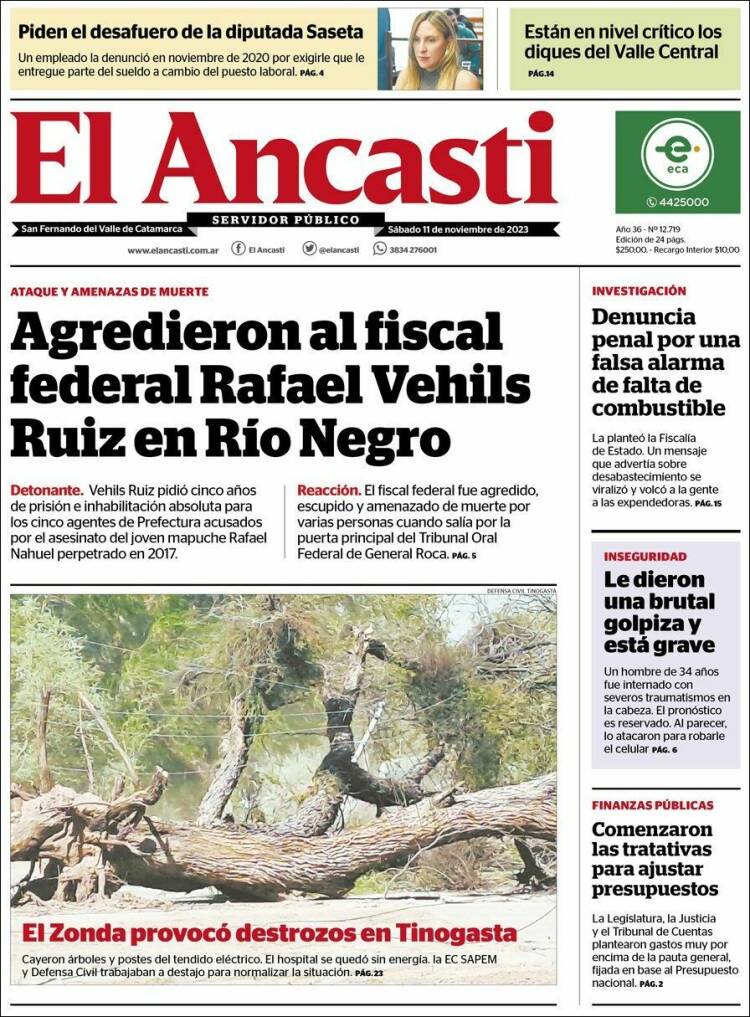 Portada de El Ancasti (Argentina)