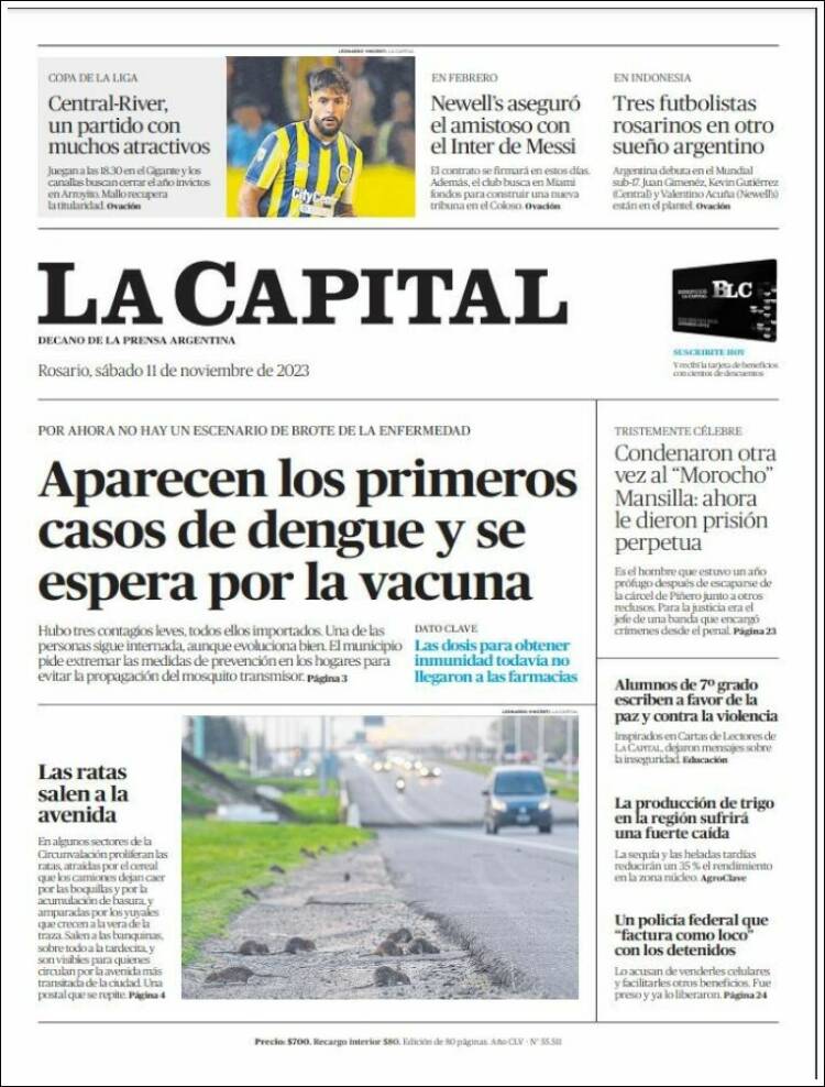 Portada de La Capital - Rosario (Argentina)