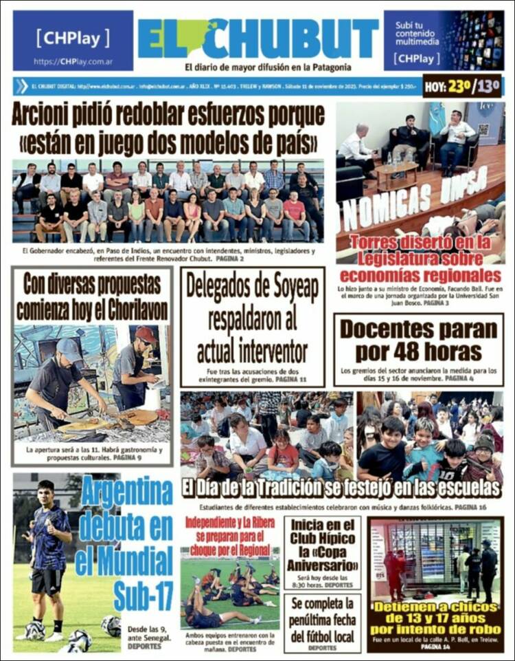 Portada de El Chubut (Argentina)