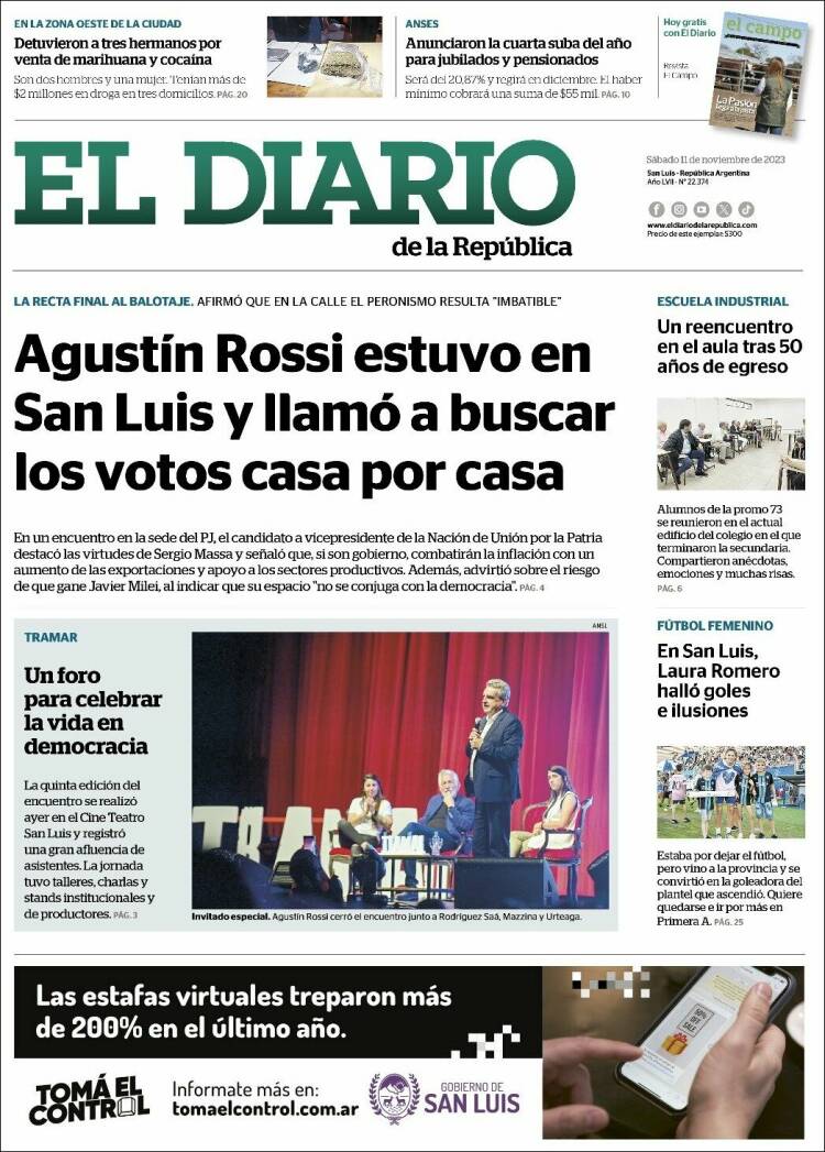 Portada de Diario de la República (Argentina)