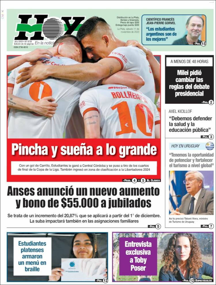 Portada de Diario Hoy (Argentina)