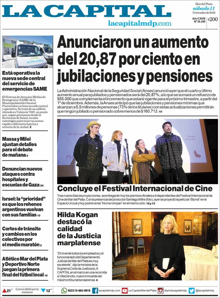 Portada de Diario La Capital - Mar del Plata (Argentina)