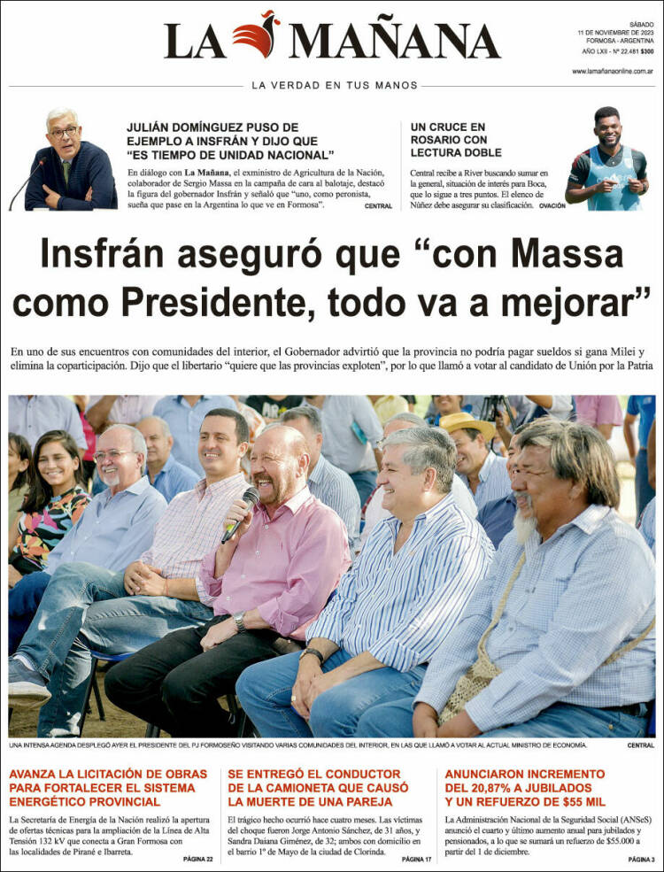 Portada de Diario La Mañana (Argentina)