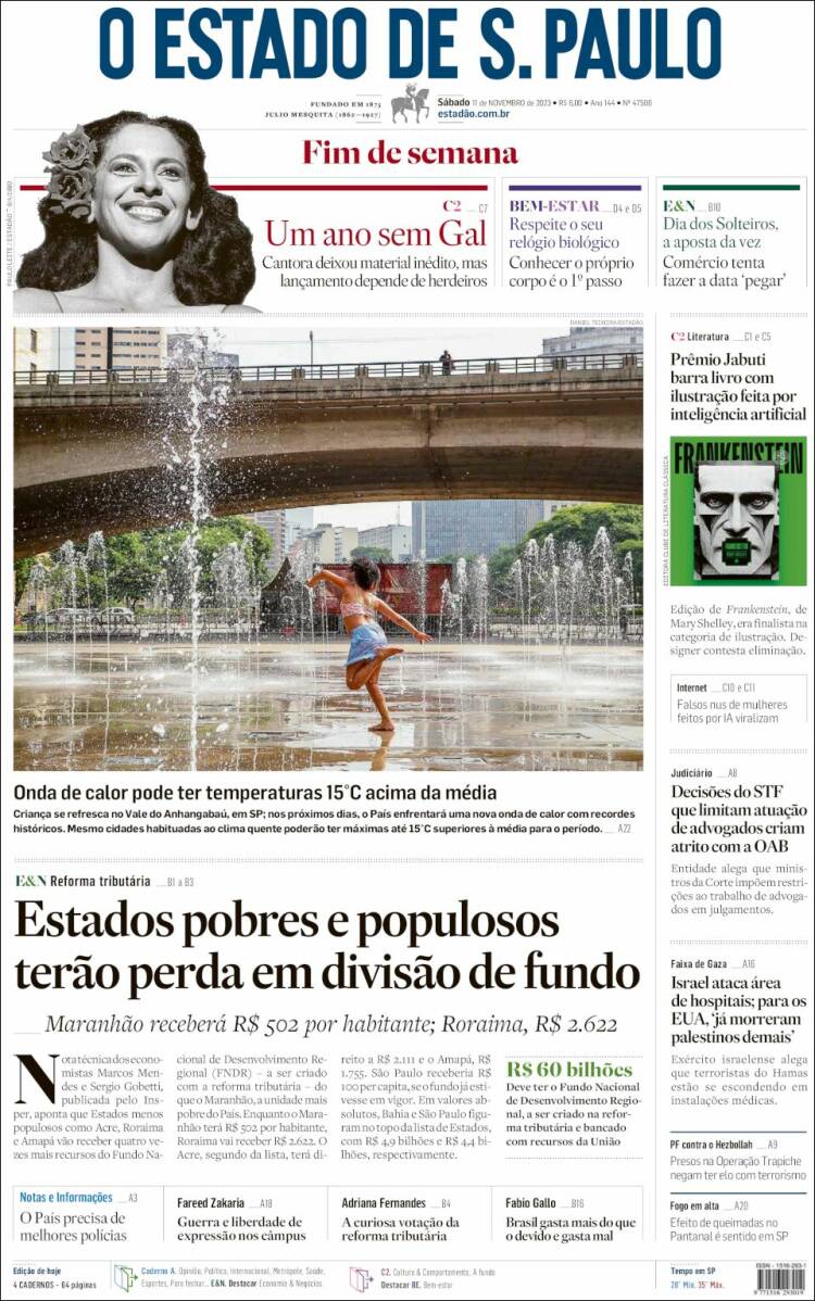 Portada de O Estado de São Paulo (Brasil)