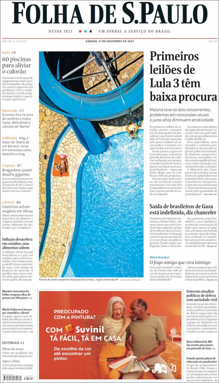 Portada de Folha de São Paulo (Brasil)