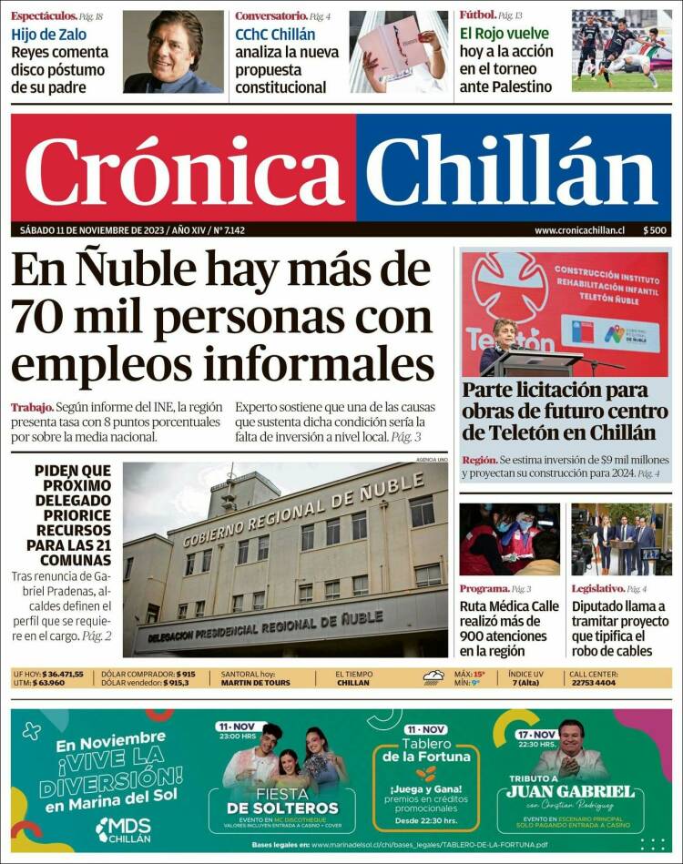 Portada de Crónica Chillán (Chile)