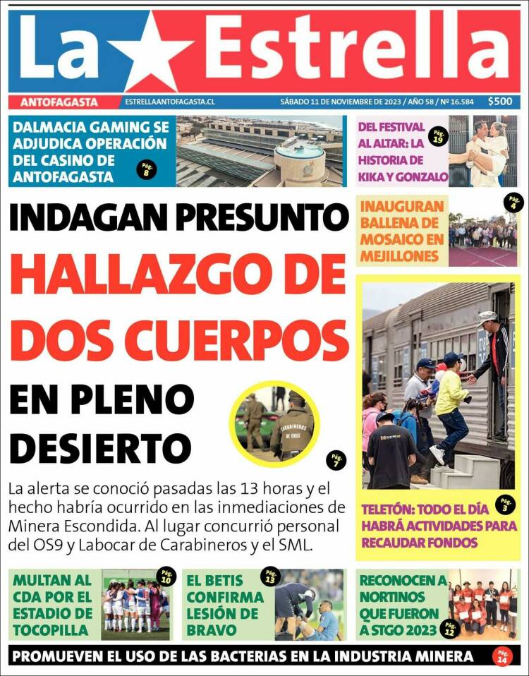 Portada de La Estrella del Norte (Chile)