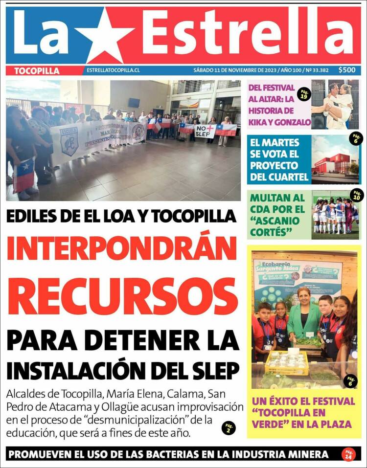 Portada de La Estrella de Tocopilla (Chile)