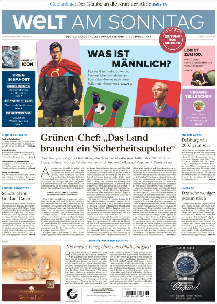 Portada de Die Welt (Alemania)