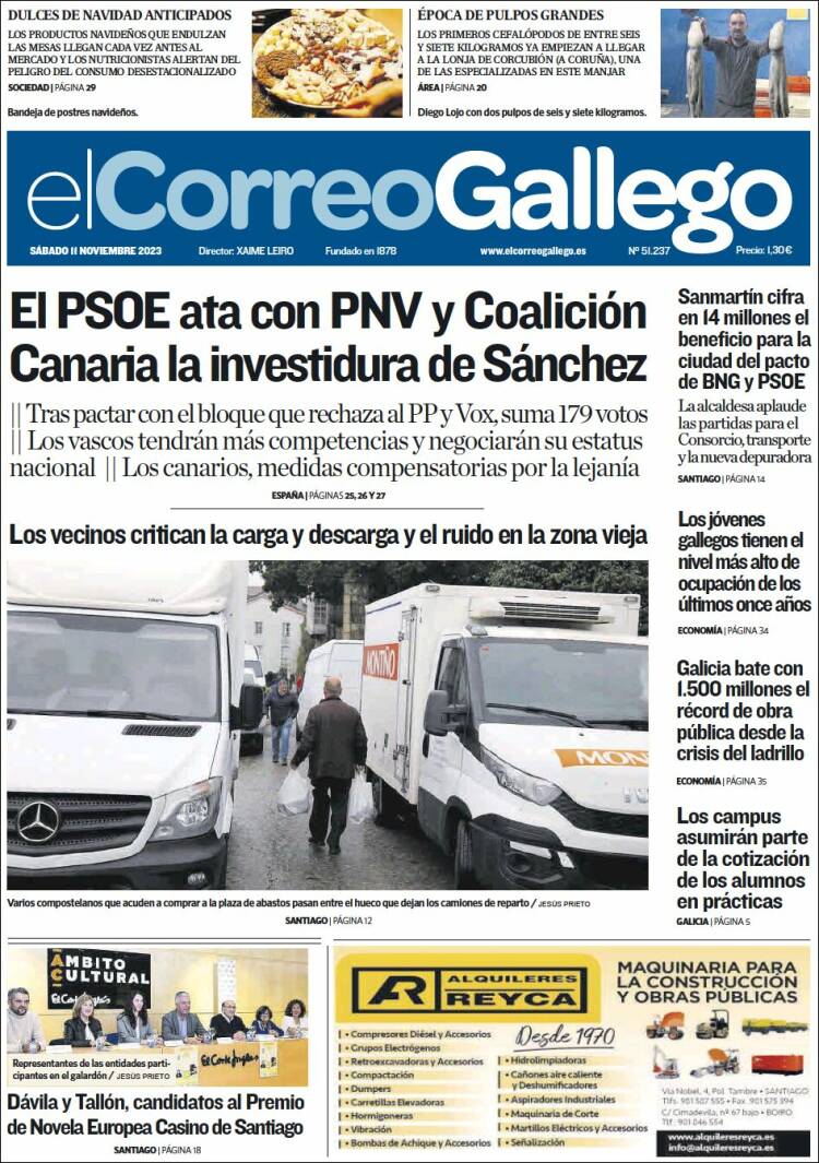 Portada de El Correo Gallego (España)