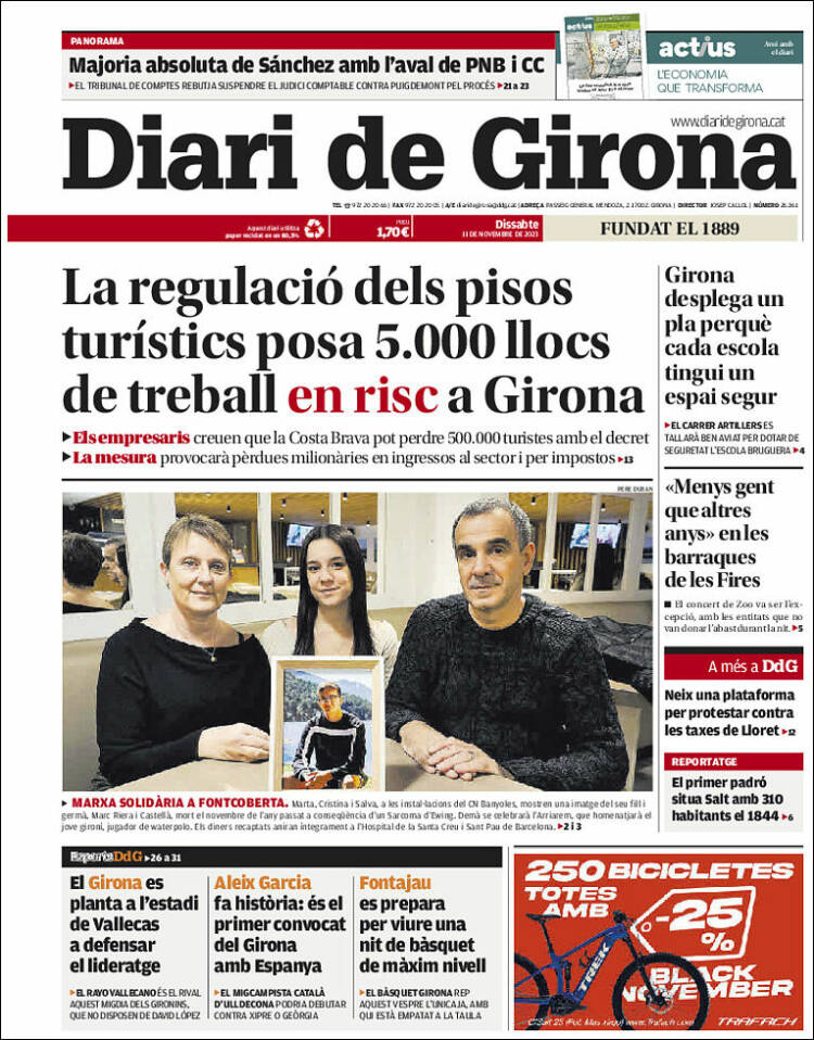 Portada de Diari de Girona (España)