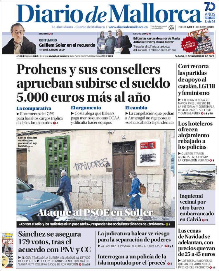 Portada de Diario de Mallorca (España)