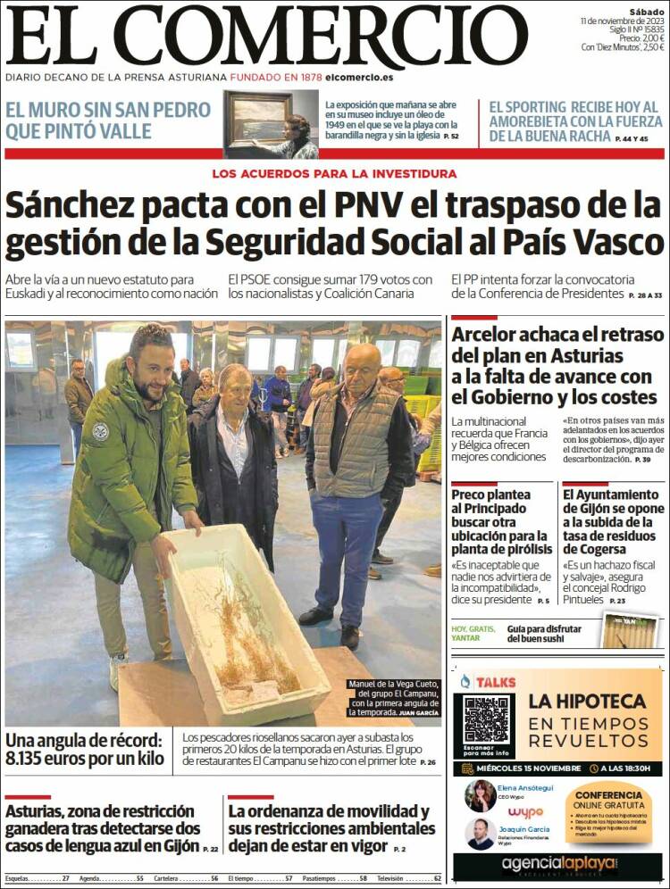 Portada de El Comercio - Gijón (España)