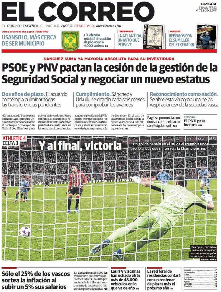 Portada de El Correo (España)