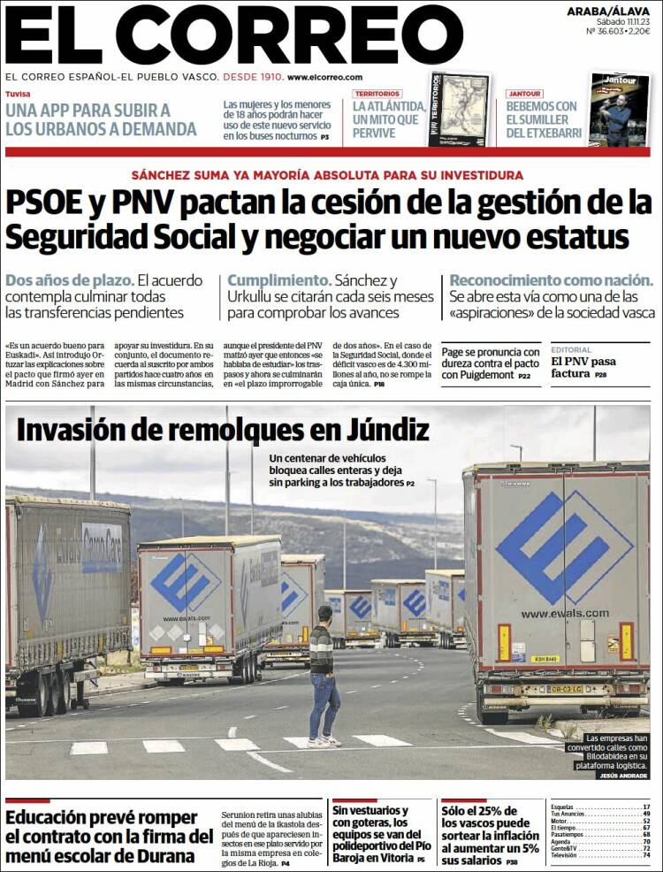 Portada de El Correo - Álava (España)