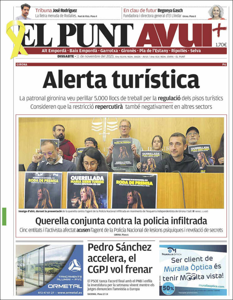 Portada de El Punt Avui - Girona (España)