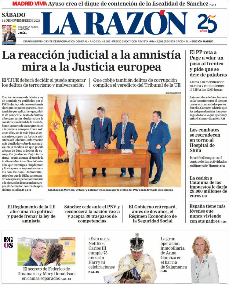 Portada de La Razón (España)