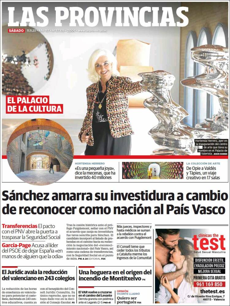 Portada de Las Provincias (España)