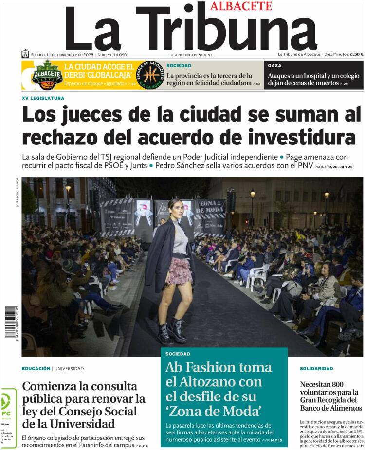 Portada de La Tribuna de Albacete (España)