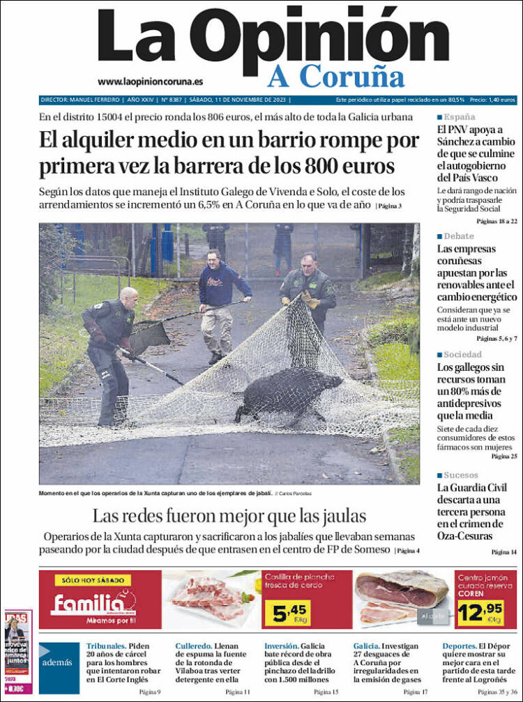 Portada de La Opinión de A Coruña (España)