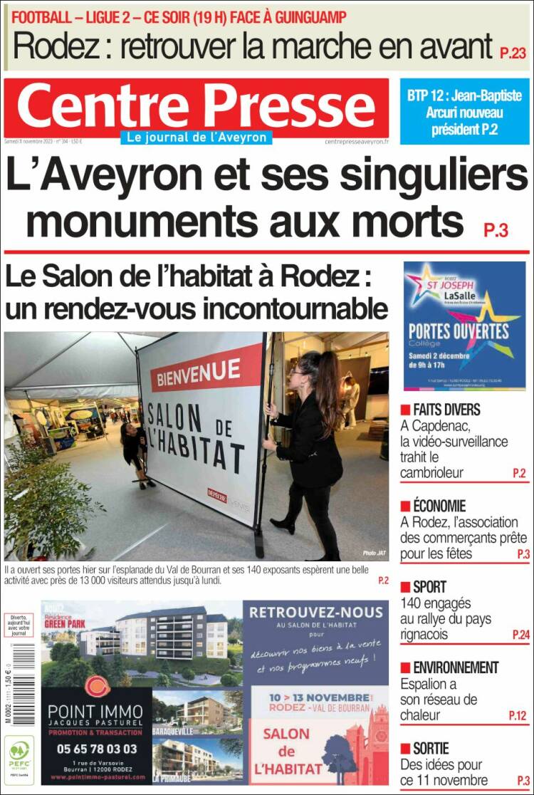 Portada de Centre Presse (Francia)