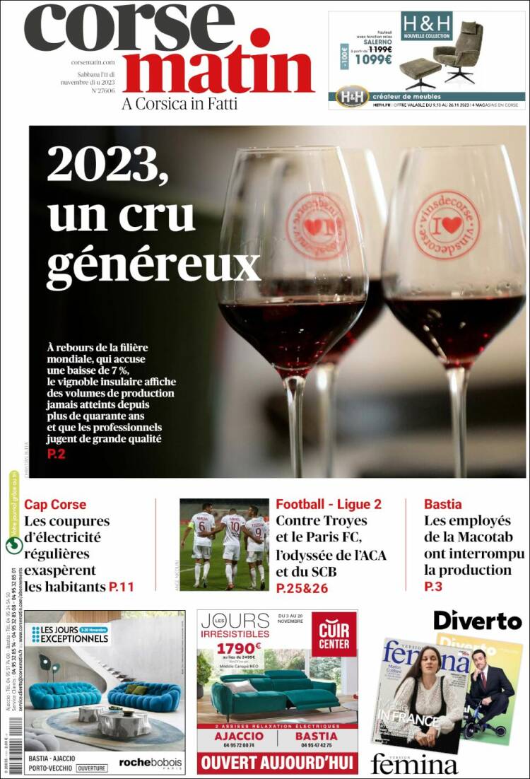 Portada de Corse-Matin (Francia)