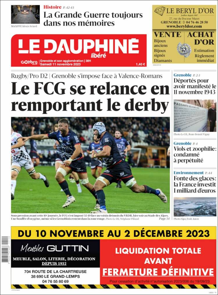 Portada de Le Dauphiné Libéré (Francia)
