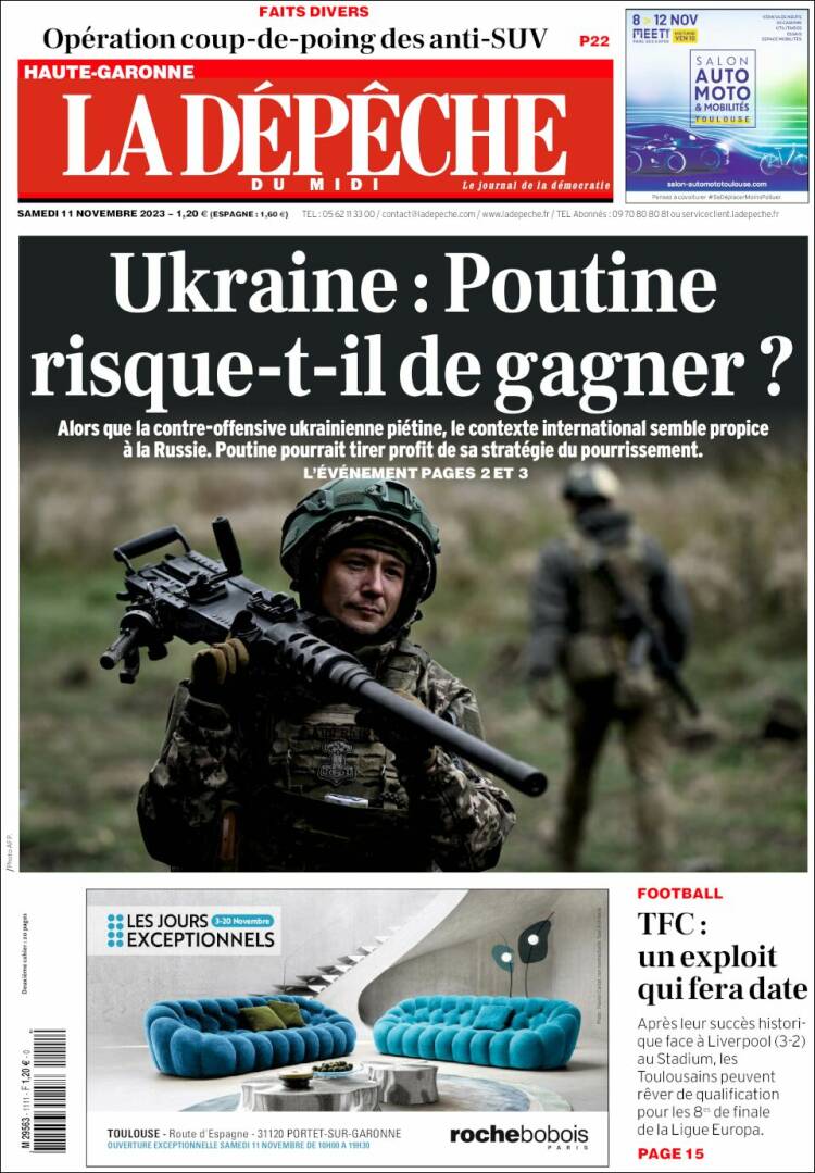 Portada de La Dépêche du Midi (Francia)