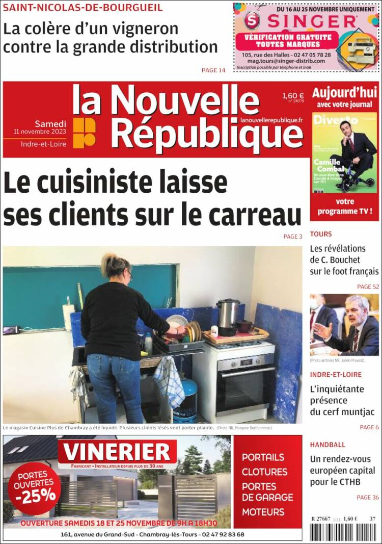 Portada de La Nouvelle Republique (Francia)