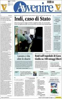 Portada de Avvenire (Italia)