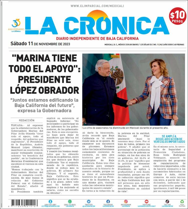 Portada de La Crónica de Baja California (México)