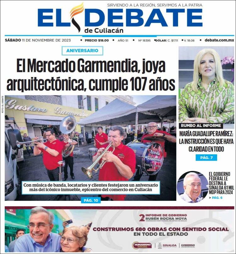 Portada de El Debate de Culiacán (México)
