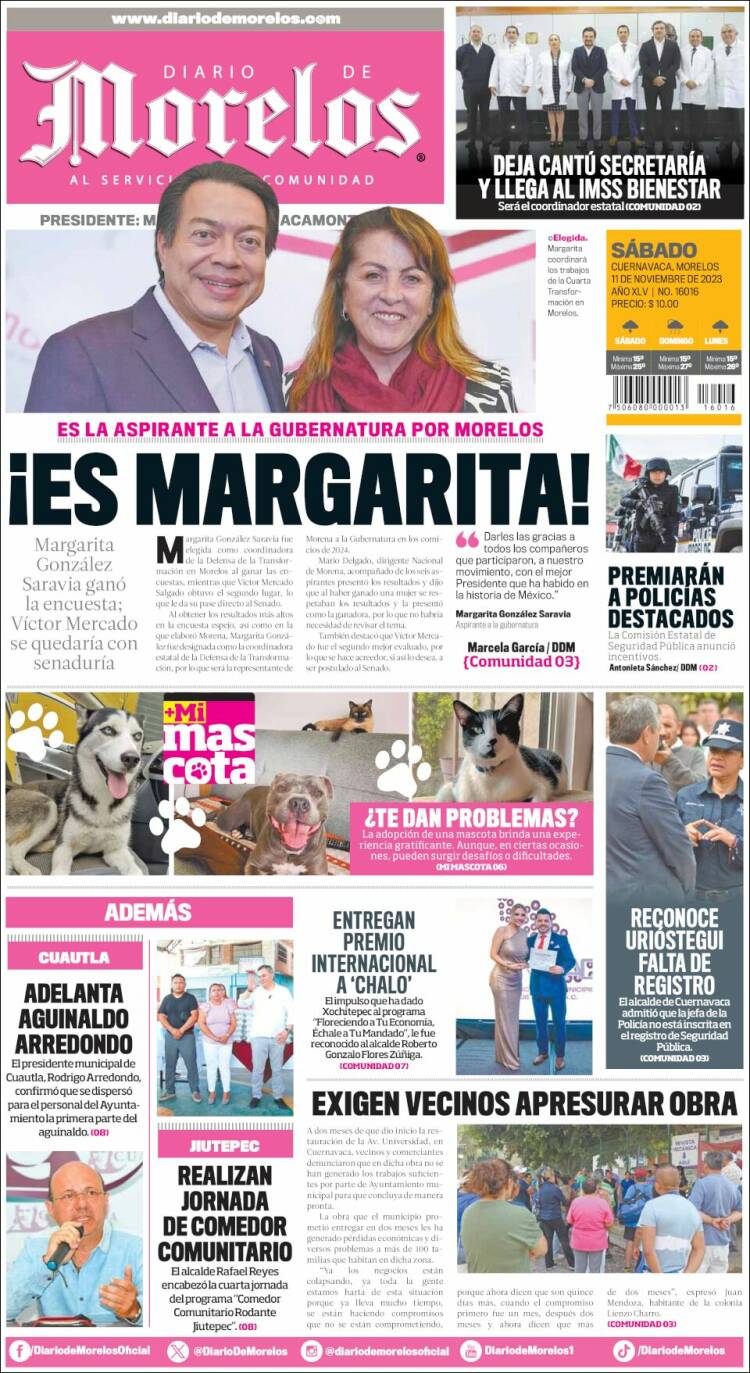 Portada de Diario de Morelos (México)