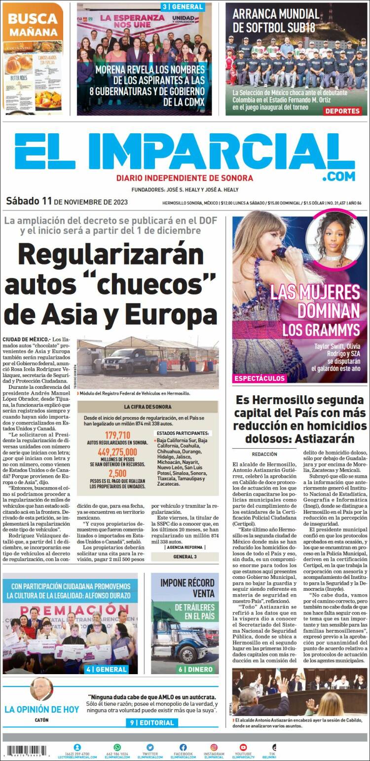 Portada de El Imparcial (México)