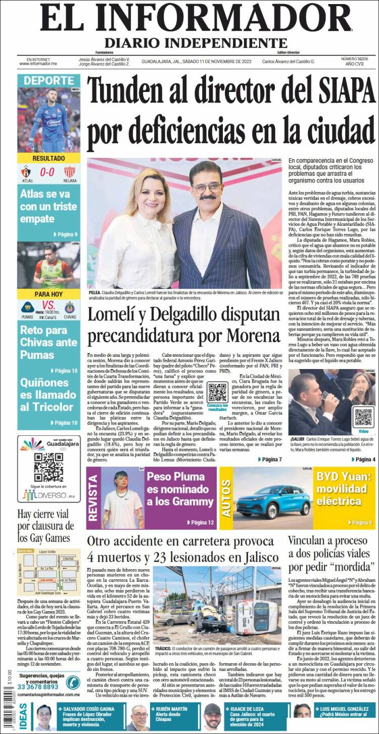 Portada de El Informador (México)