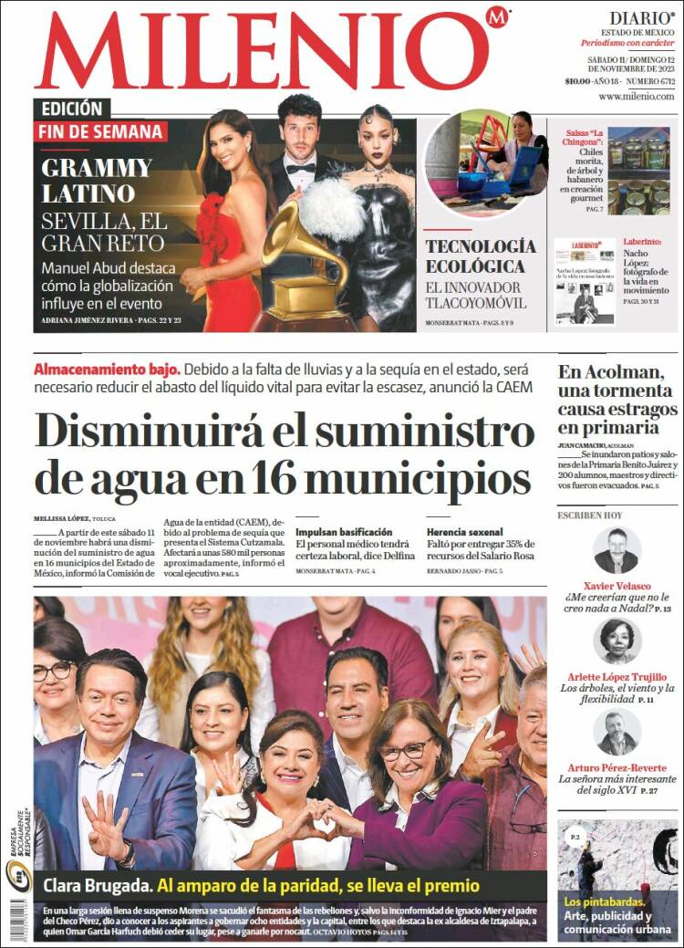 Portada de Milenio - Estado de México (México)