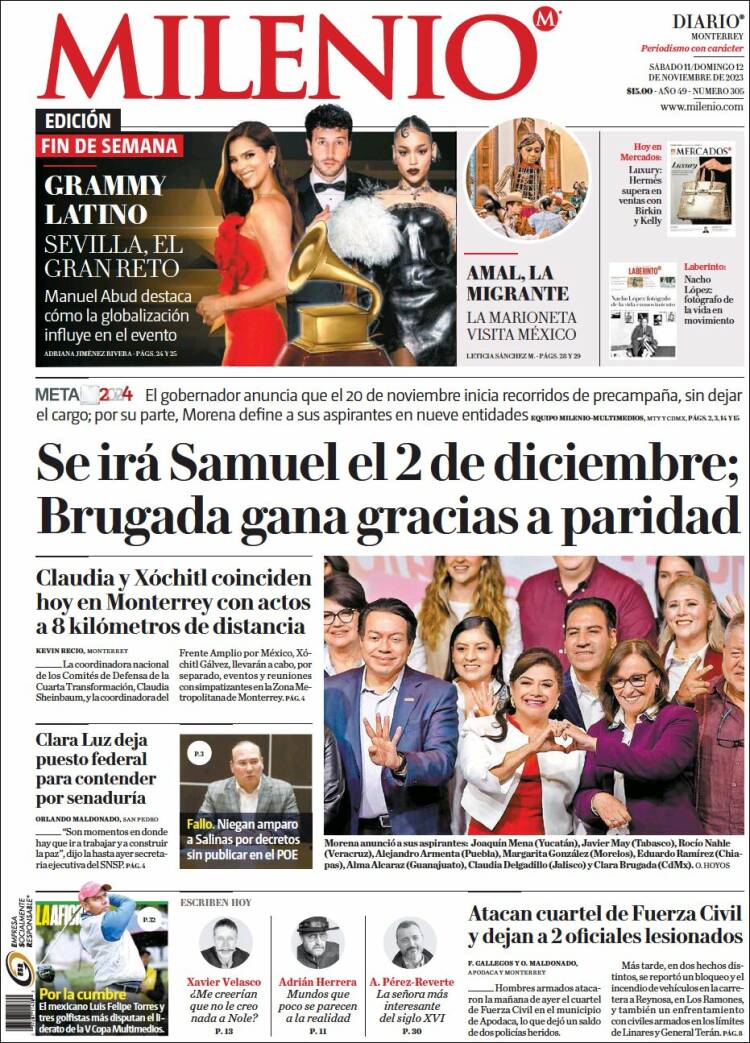 Portada de Milenio de Monterrey (México)